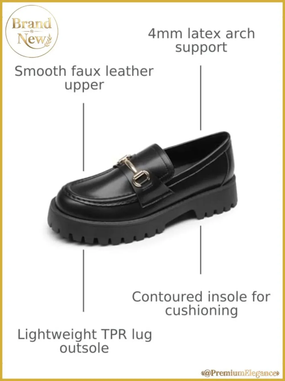 Platform Chunky Loafers Slip-On Faux Leather Women's Shoes